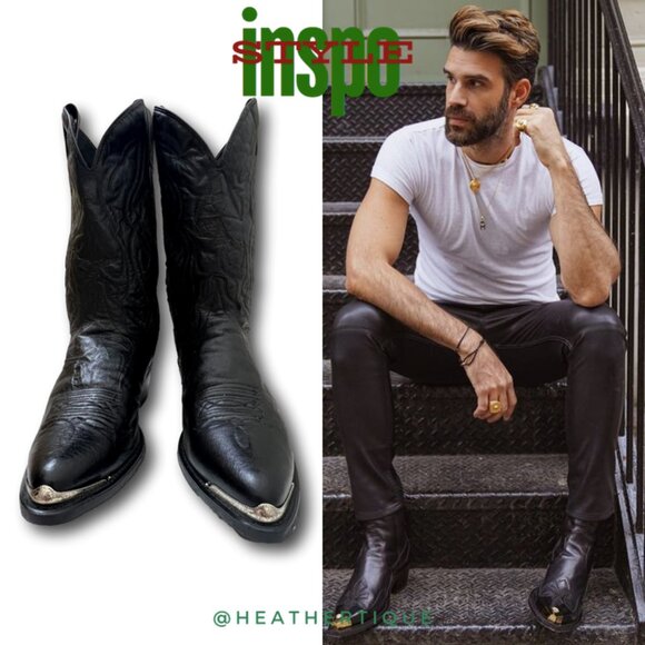 Vintage Other - Mens Vintage Western Cowboy Equipment Trucker Black Leather Boots Size 11